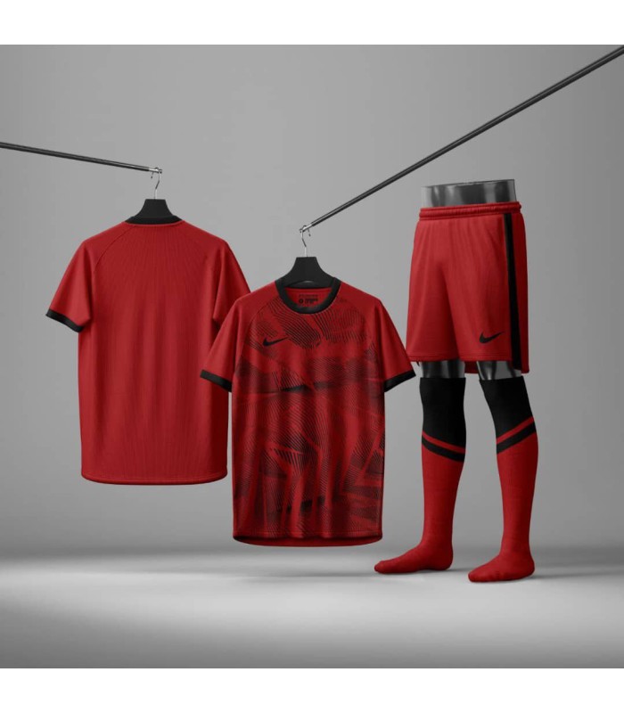 ست تیشرت،شورت و جوراب باشگاهی نایک قرمز مشکی Nike Men's club t-shirt and shorts