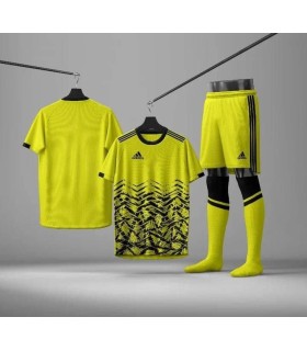 ست تیشرت،شورت و جوراب باشگاهی آدیداس زرد مشکی Adidas Men's club t-shirt and shorts