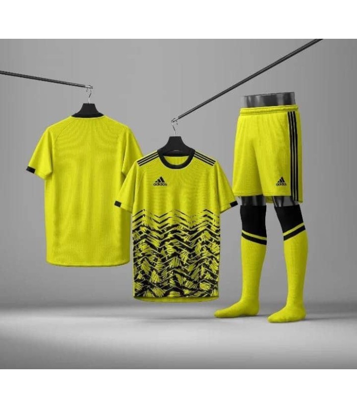 ست تیشرت،شورت و جوراب باشگاهی آدیداس زرد مشکی Adidas Men's club t-shirt and shorts