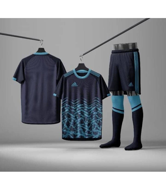 ست تیشرت،شورت و جوراب باشگاهی آدیداس مشکی آبی Adidas Men's club t-shirt and shorts