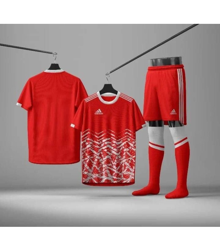 ست تیشرت،شورت و جوراب باشگاهی آدیداس قرمز سفید Adidas Men's club t-shirt and shorts