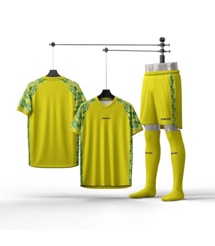 ست تیشرت،شورت و جوراب باشگاهی مکرون زرد سبز Macron Men's club t-shirt and shorts