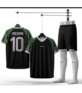 ست تیشرت،شورت و جوراب باشگاهی مکرون مشکی سبز Macron Men's club t-shirt and shorts