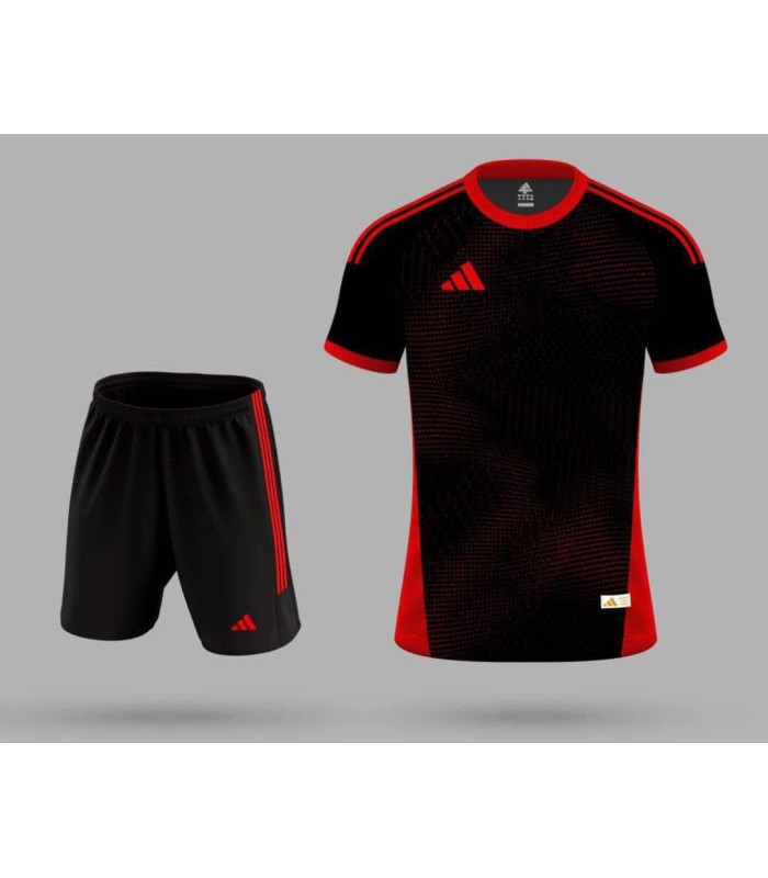 تیشرت و شورت باشگاهی آدیداس مشکی قرمز Adidas Men's club t-shirt and shorts