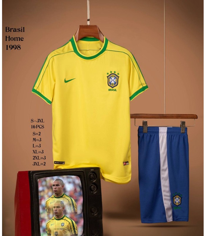تیشرت و شورت کلاسیک تیم ملی برزیل Classic Brazil National Team T-Shirt 1998