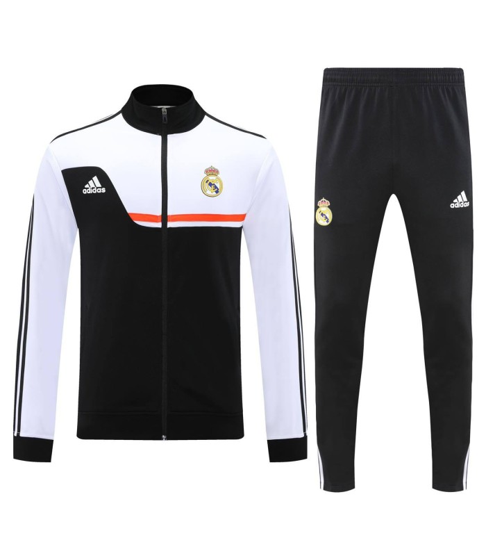 گرمکن شلوار تمام زیپ تیم رئال مادرید سفید مشکی Real Madrid full zip sweatpants