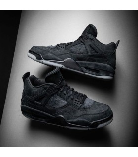 کفش بسکتبال نایک ایر جردن ۴ کواز مشکی Nike air Jordan 4 kaws black suede