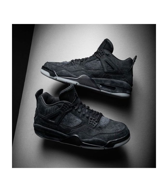 کفش بسکتبال نایک ایر جردن ۴ کواز مشکی Nike air Jordan 4 kaws black suede