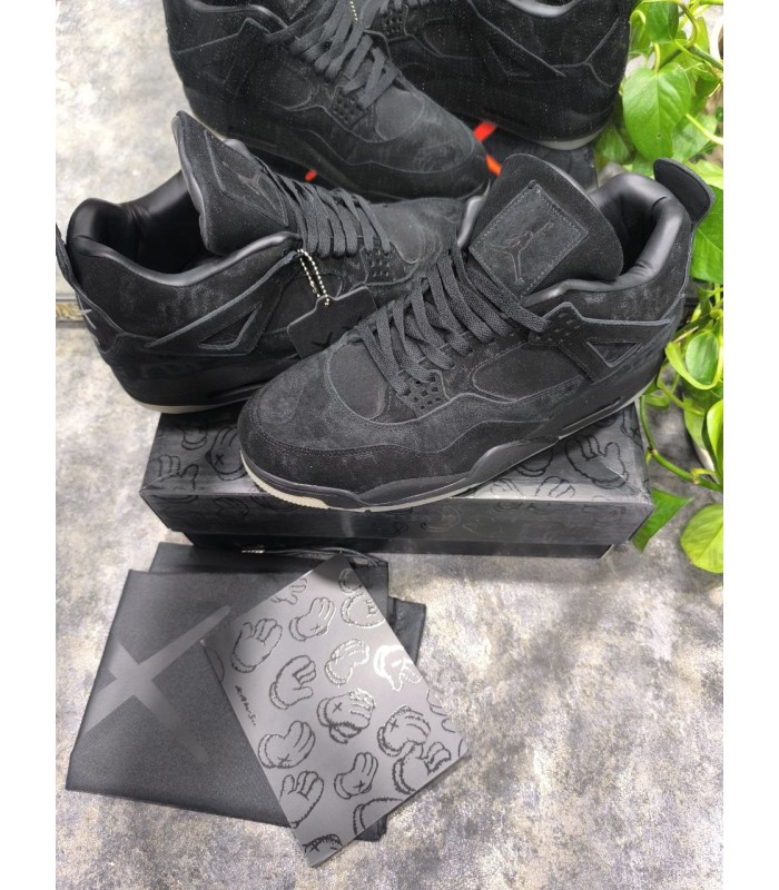 کفش بسکتبال نایک ایر جردن ۴ کواز مشکی Nike air Jordan 4 kaws black suede