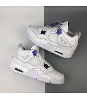 کفش بسکتبال نایک ایر جردن ۴ سفید بنفش Nike air jordan 4 white and purple