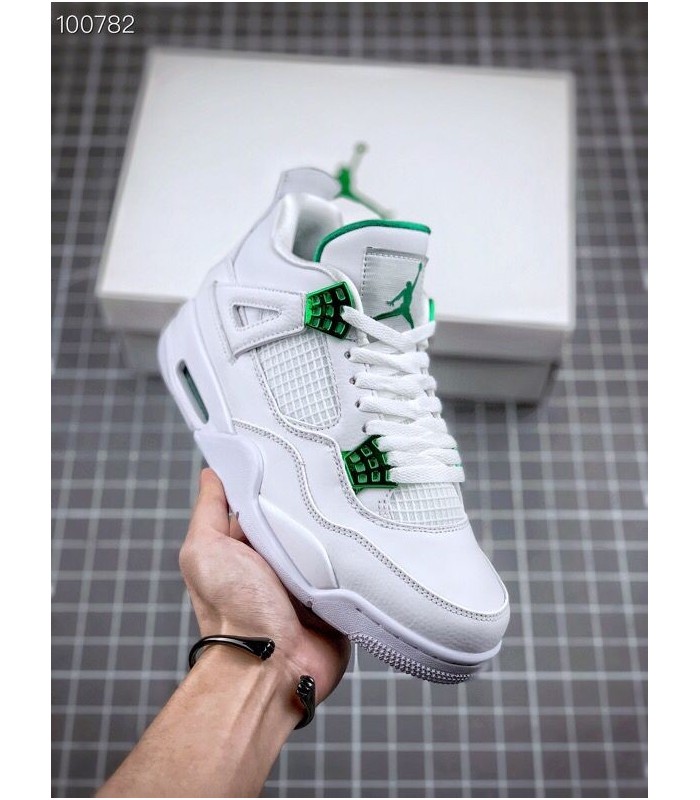 کفش بسکتبال نایک ایر جردن ۴ سفید سبز Nike air jordan 4 white and green