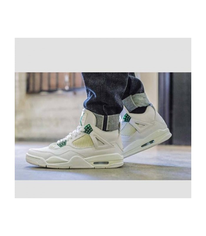 کفش بسکتبال نایک ایر جردن ۴ سفید سبز Nike air jordan 4 white and green