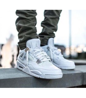 کفش بسکتبال نایک ایر جردن ۴ سفید Nike air Jordan 4 white and silver