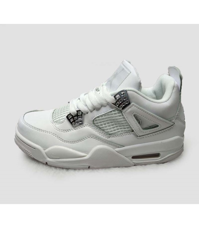 کفش بسکتبال نایک ایر جردن ۴ سفید Nike air Jordan 4 white and silver
