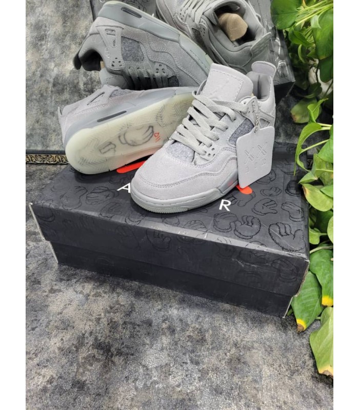 کفش بسکتبال نایک ایر جردن ۴ کاز خاکستری جیر Nike jordan 4 xx suede leather gray