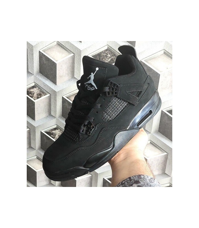کفش بسکتبال نایک ایر جردن ۴ تمام مشکی Nike air Jordan 4 Full black