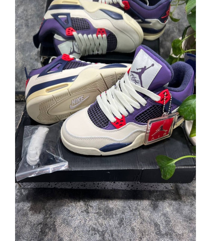 کفش بسکتبال نایک ایر جردن 4 بنفش کرم Nike air Jordan 4 retro