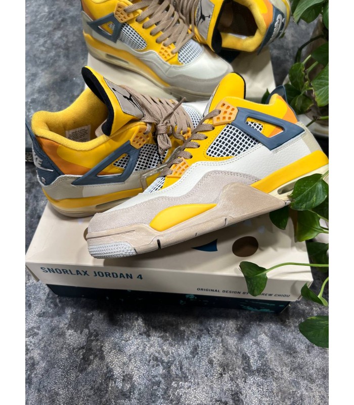 کفش بسکتبال نایک ایر جردن 4 سفید زرد Nike air Jordan 4 WY