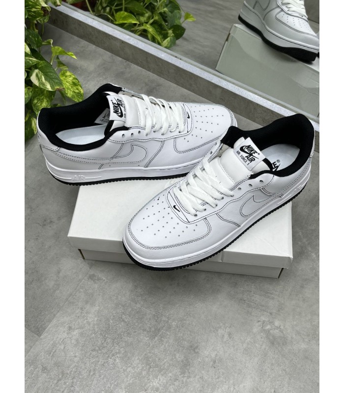 نایک ایر فورس وان سفید مشکی Nike air force 1 contrast stitch white black