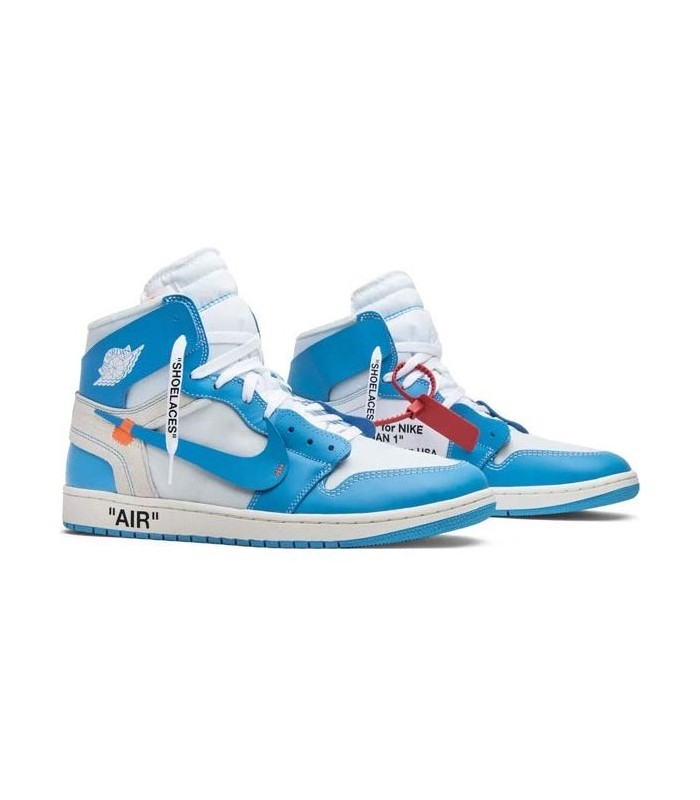 کفش پیاده روی نایک ایر جردن وان ساقدار آف وایت Nike air Jordan 1 high off-white blue
