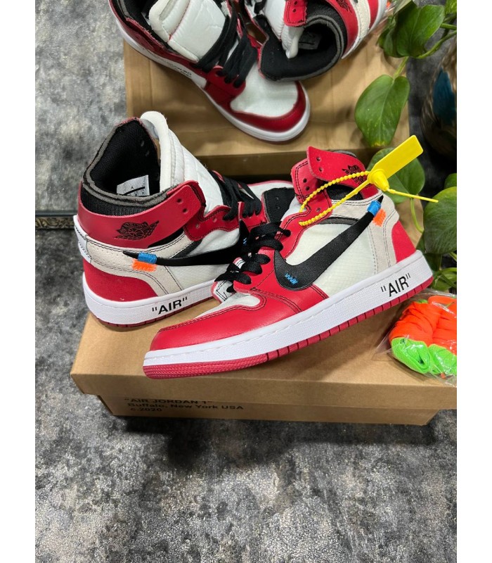 کفش پیاده روی نایک ایر جردن وان ساقدار آف وایت Nike air Jordan 1 high off-white crimson