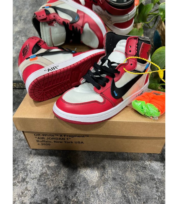 کفش پیاده روی نایک ایر جردن وان ساقدار آف وایت Nike air Jordan 1 high off-white crimson