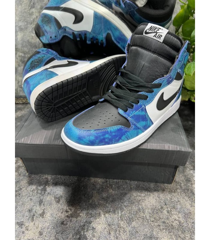 کفش پیاده روی نایک ایر جردن وان ساقدار آبی Nike air Jordan 1 high tie dye blue