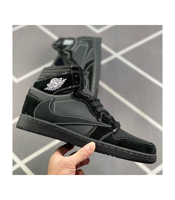 کفش پیاده روی نایک ایرجردن وان ساقدار تراویس اسکات مشکی Nike air jordan 1 high travis scott full black