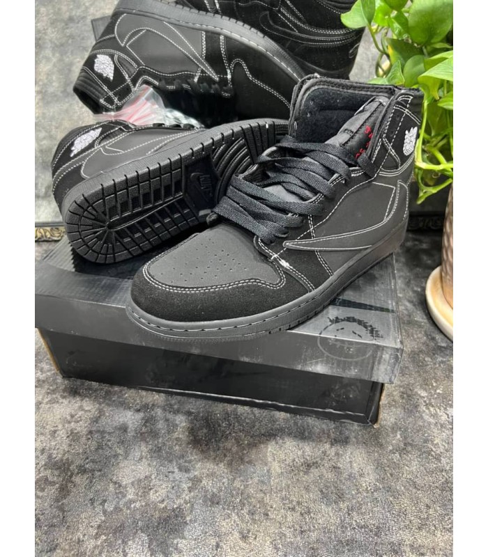 کفش پیاده روی نایک ایرجردن وان ساقدار تراویس اسکات مشکی Nike air jordan 1 high travis scott full black