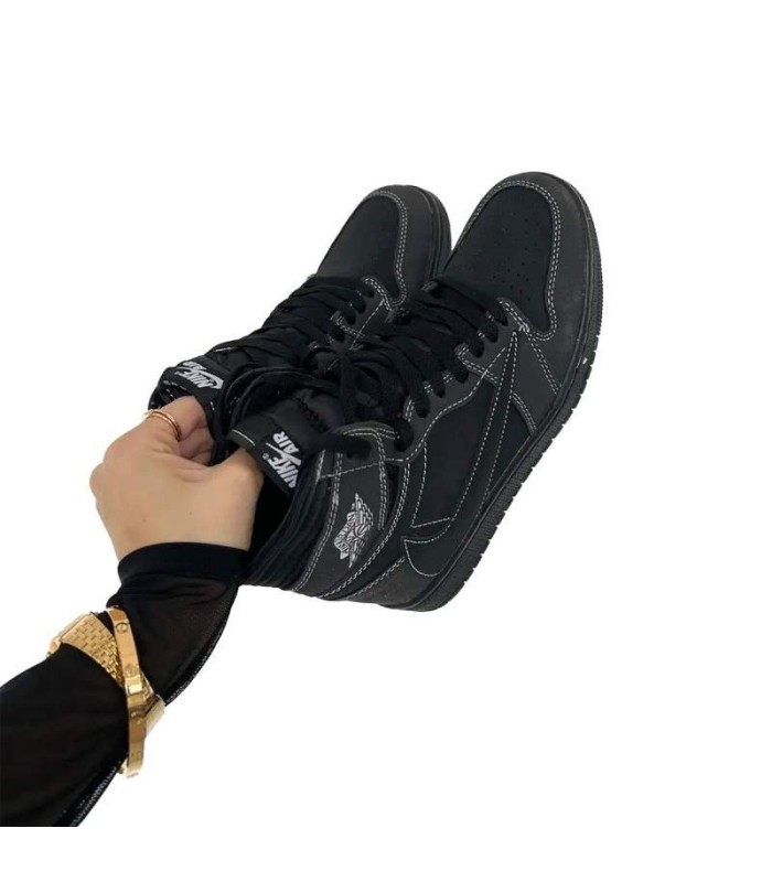 کفش پیاده روی نایک ایرجردن وان ساقدار تراویس اسکات مشکی Nike air jordan 1 high travis scott full black