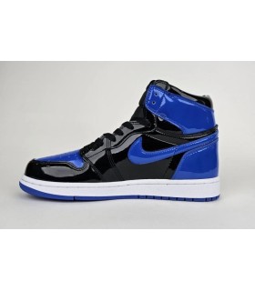 کفش پیاده روی نایک ایر جردن وان ساقدار ورنی مشکی آبی Nike air jordan 1 high Patent Leather black and blue