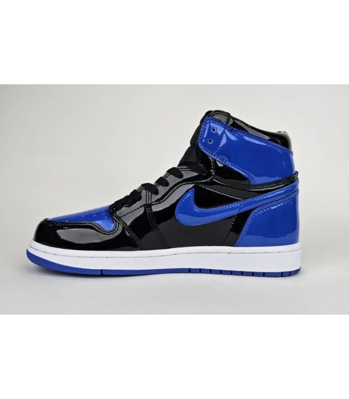 کفش پیاده روی نایک ایر جردن وان ساقدار ورنی مشکی آبی Nike air jordan 1 high Patent Leather black and blue