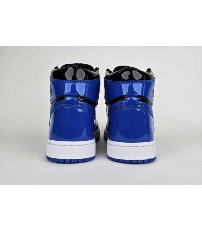 کفش پیاده روی نایک ایر جردن وان ساقدار ورنی مشکی آبی Nike air jordan 1 high Patent Leather black and blue