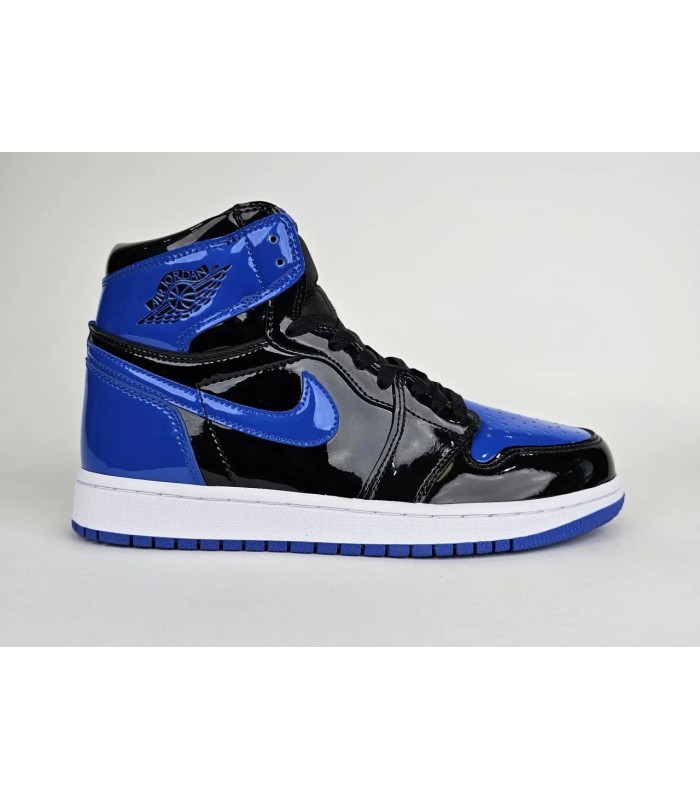 کفش پیاده روی نایک ایر جردن وان ساقدار ورنی مشکی آبی Nike air jordan 1 high Patent Leather black and blue