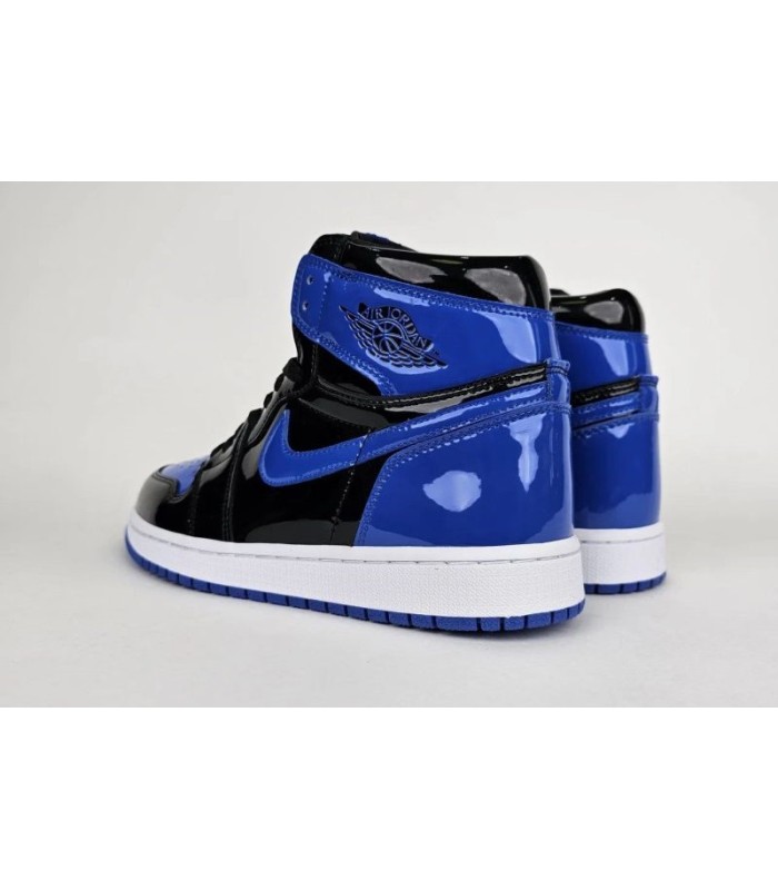 کفش پیاده روی نایک ایر جردن وان ساقدار ورنی مشکی آبی Nike air jordan 1 high Patent Leather black and blue