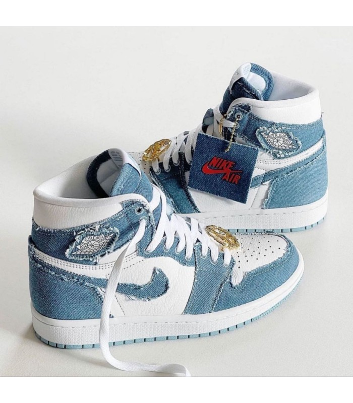 کفش پیاده روی نایک ایر جردن وان ساقدار جین آبی Nike air jordan 1 high Denim