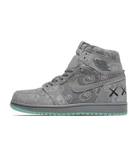 کفش پیاده روی نایک جردن وان ساقدار کواز طوسی Nike air jordan 1 kaws gray