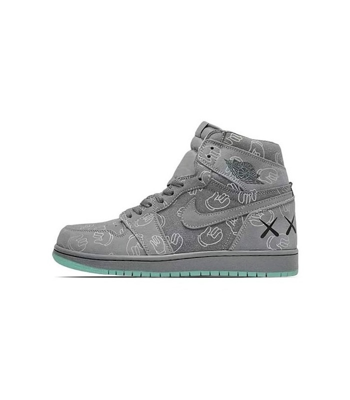 کفش پیاده روی نایک جردن وان ساقدار کواز طوسی Nike air jordan 1 kaws gray