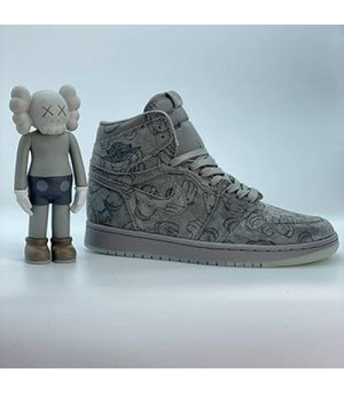 کفش پیاده روی نایک جردن وان ساقدار کواز طوسی Nike air jordan 1 kaws gray