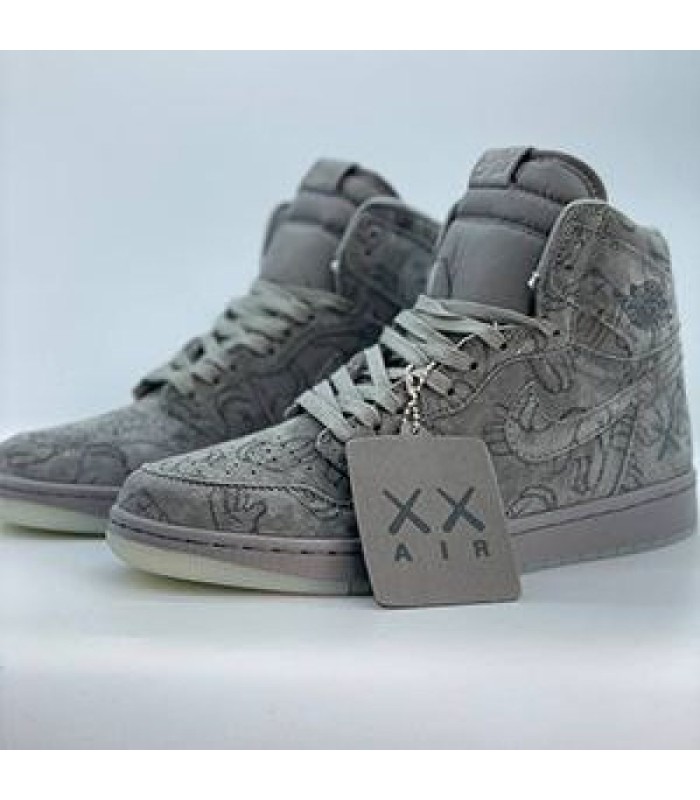 کفش پیاده روی نایک جردن وان ساقدار کواز طوسی Nike air jordan 1 kaws gray