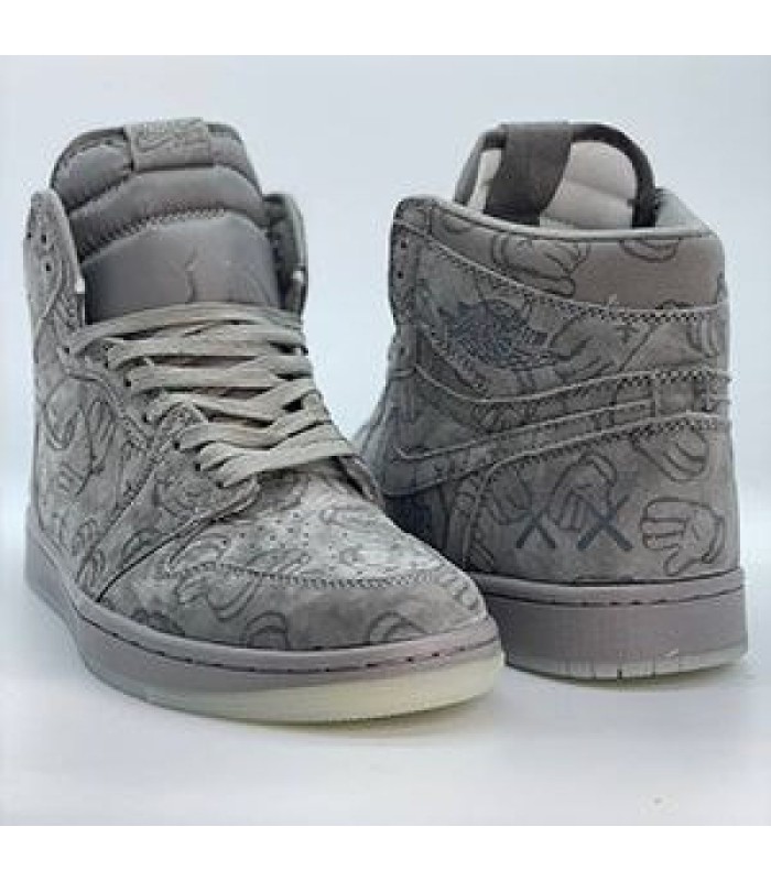 کفش پیاده روی نایک جردن وان ساقدار کواز طوسی Nike air jordan 1 kaws gray