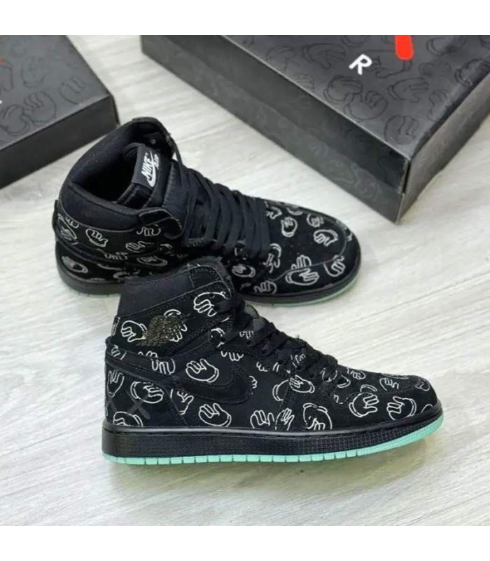 کفش پیاده روی نایک جردن وان ساقدار کواز مشکی Nike air jordan 1 kaws Black