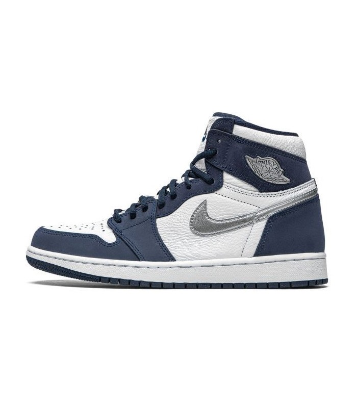 کفش پیاده روی نایک جردن وان ساقدار سورمه ای سفید نقره ای Nike air jordan 1 high Sanded Silver