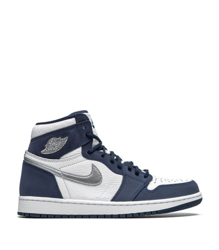 کفش پیاده روی نایک جردن وان ساقدار سورمه ای سفید نقره ای Nike air jordan 1 high Sanded Silver
