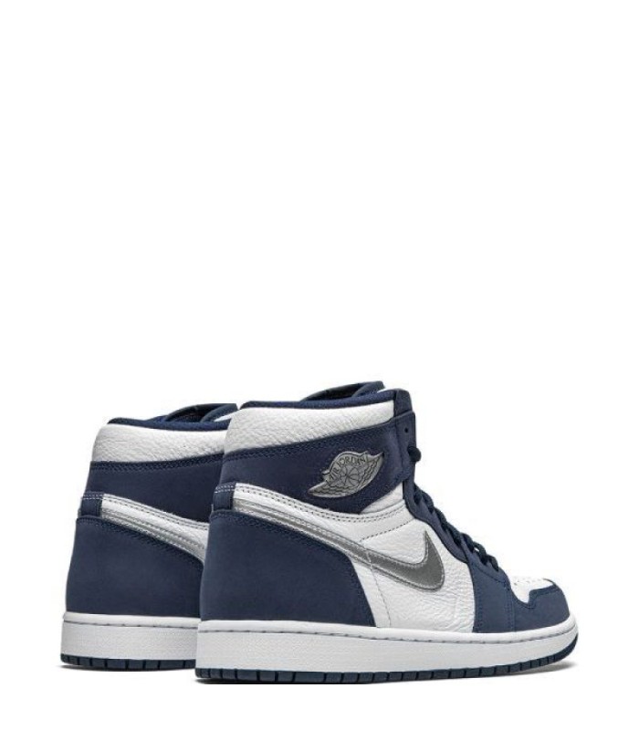 کفش پیاده روی نایک جردن وان ساقدار سورمه ای سفید نقره ای Nike air jordan 1 high Sanded Silver