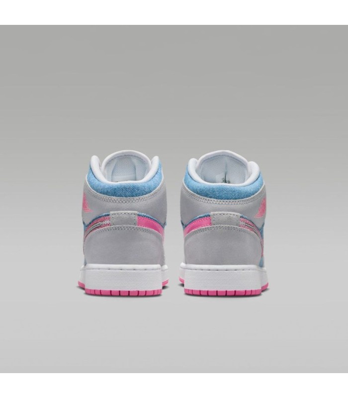 کفش پیاده روی نایک جردن وان ساقدار طوسی آبی صورتی Nike air jordan 1 high Denim Sequin