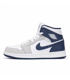 کفش پیاده روی نایک جردن وان ساقدار گرگ طوسی سورمه ای Nike air jordan 1 high Wolf Grey navy