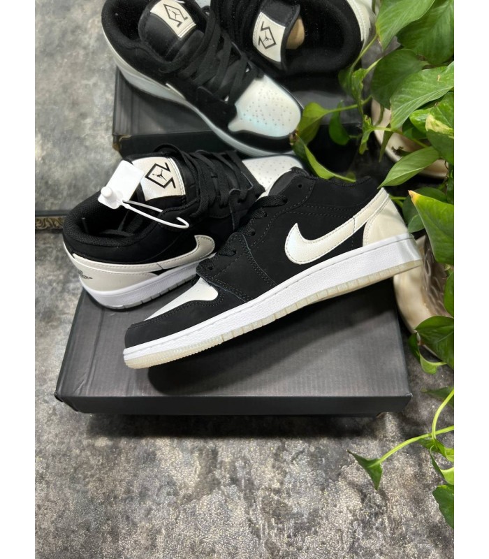 کفش پیاده روی نایک جردن وان بدون ساق دایموند مشکی سفید Nike air jordan 1 Low diamond