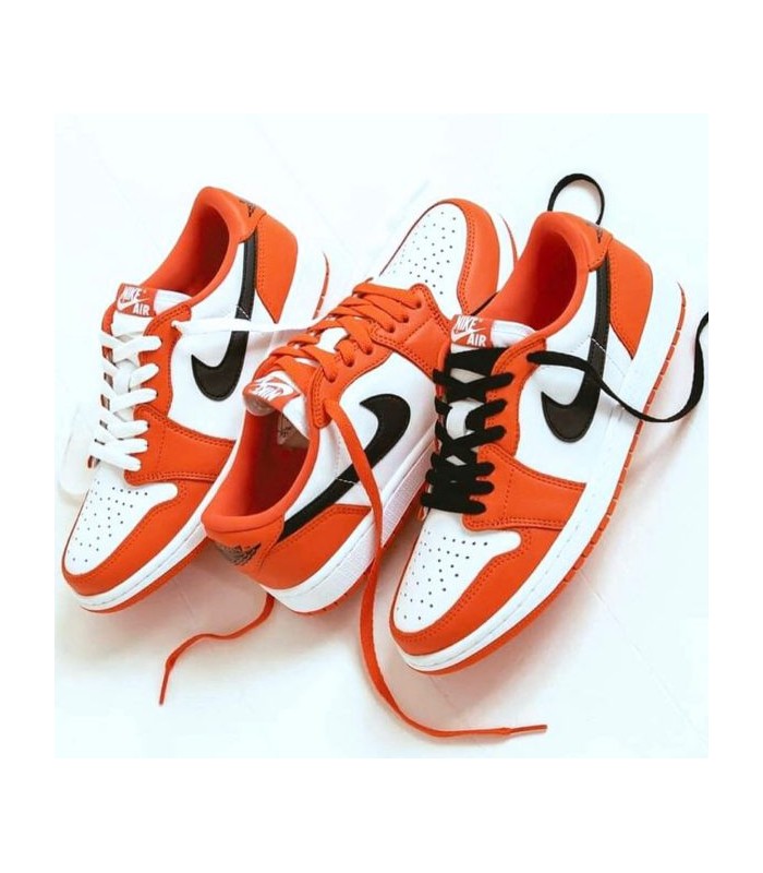 کفش پیاده روی نایک جردن وان بدون ساق سفید نارنجی Nike air jordan 1 Low star fish orange