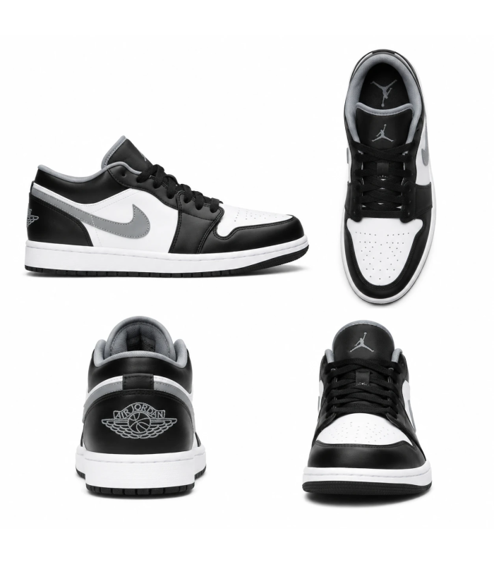 کفش پیاده روی نایک جردن وان بدون ساق شدو مشکی سفید Nike jordan 1 low shadow white
